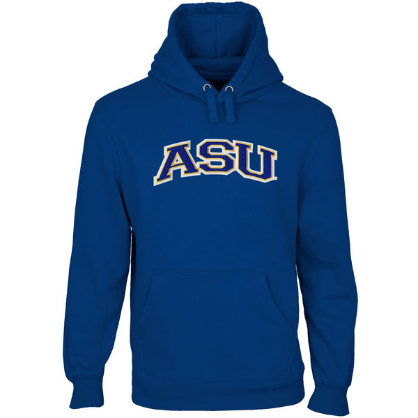 Men NCAA Angelo State Rams Arch Name Pullover Hoodie Royal Blue->los angeles angels->MLB Jersey